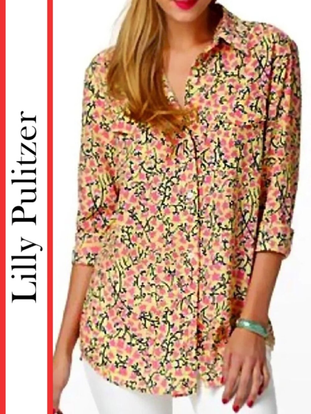 Lilly Pulitzer | 'Kapri' 'Starfruit Yellow Valley Girl' Blouse